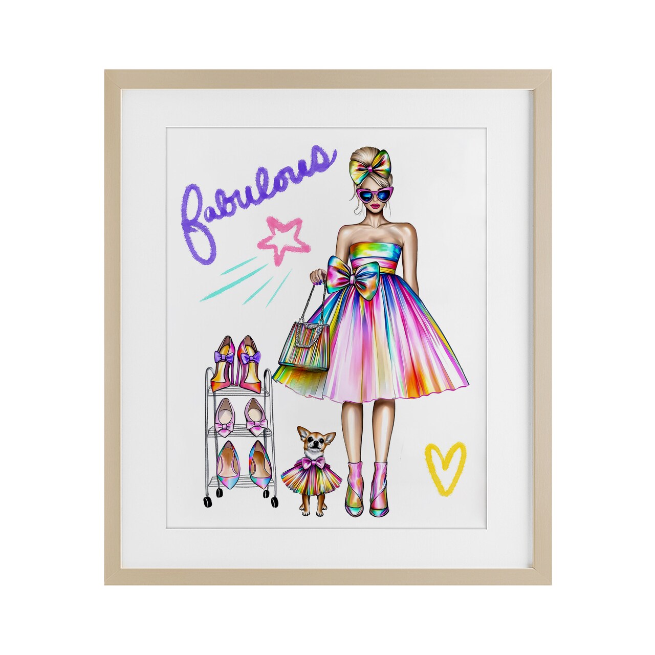 Stupell Industries Fabulous Girl & Dog Framed Print Under Glass, design by Jess Stempel